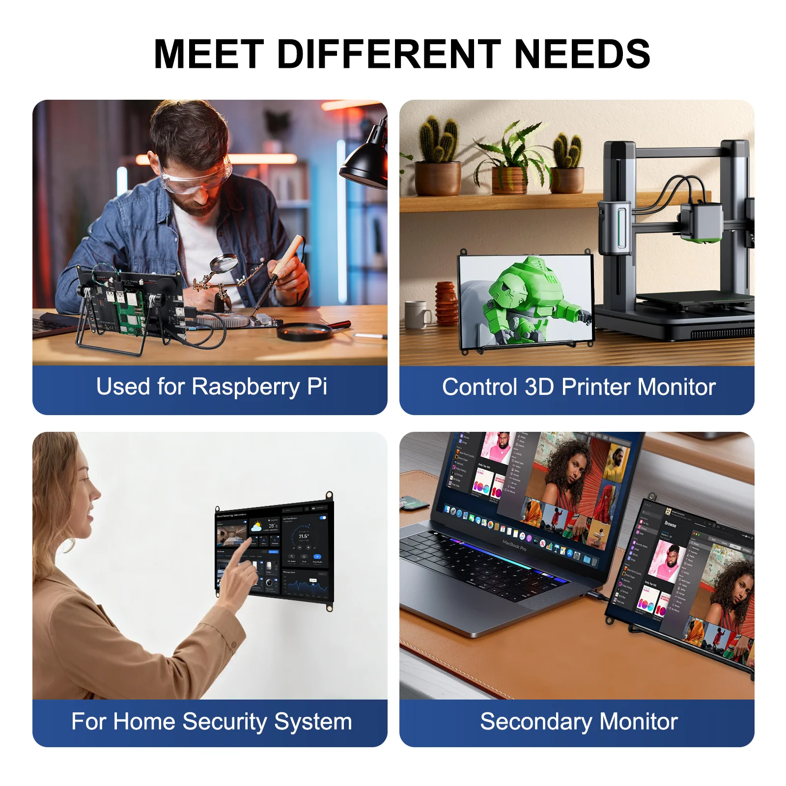 Monitor Touch IPS da 8 Pollici con Display 1280×800 per Raspberry Pi 5/4/3, Altoparlanti Integrati, HDMI Type-C - immagine 6