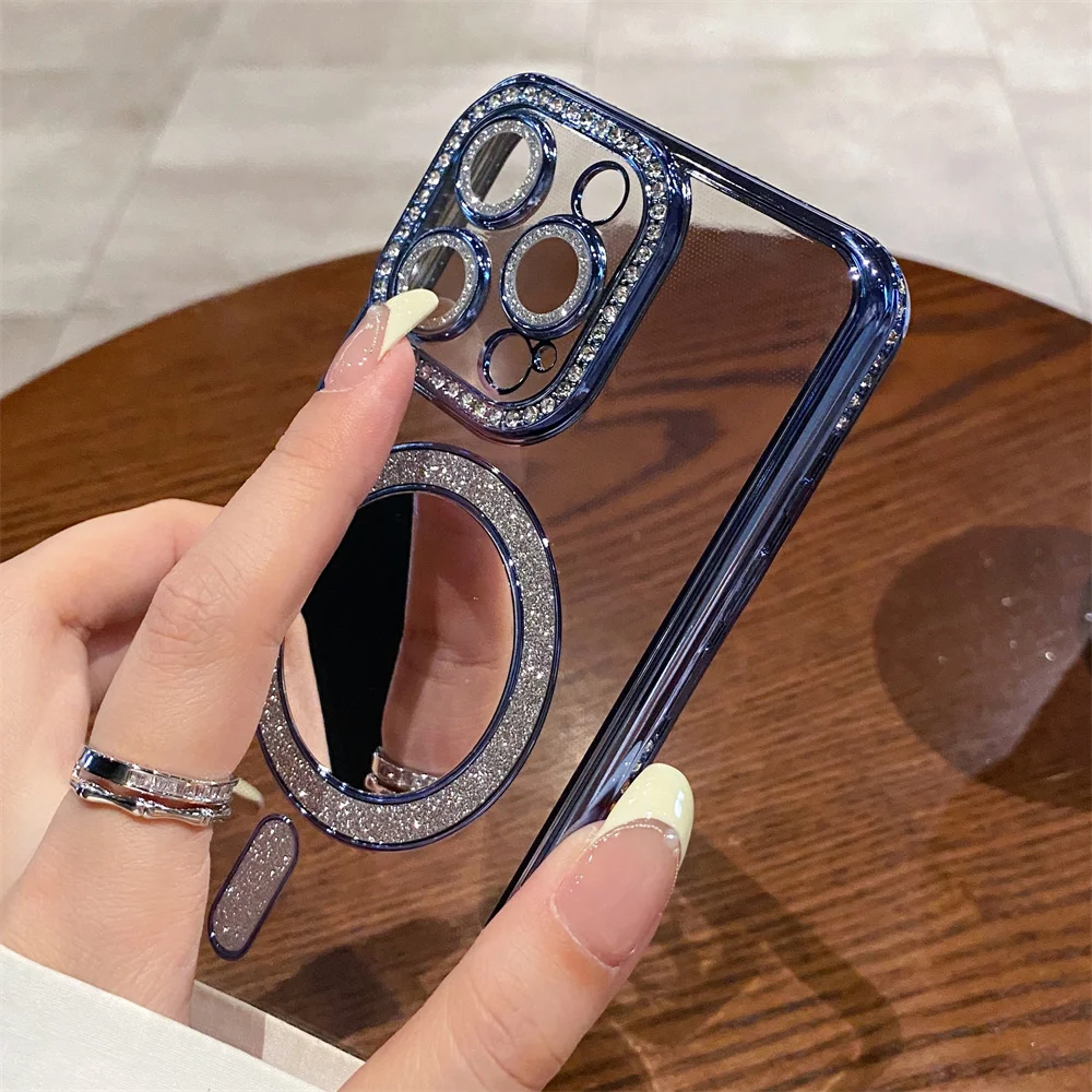 Luxury Magnetic Phone Case With Glitter Stand For Iphone Pro Max_voghion.com