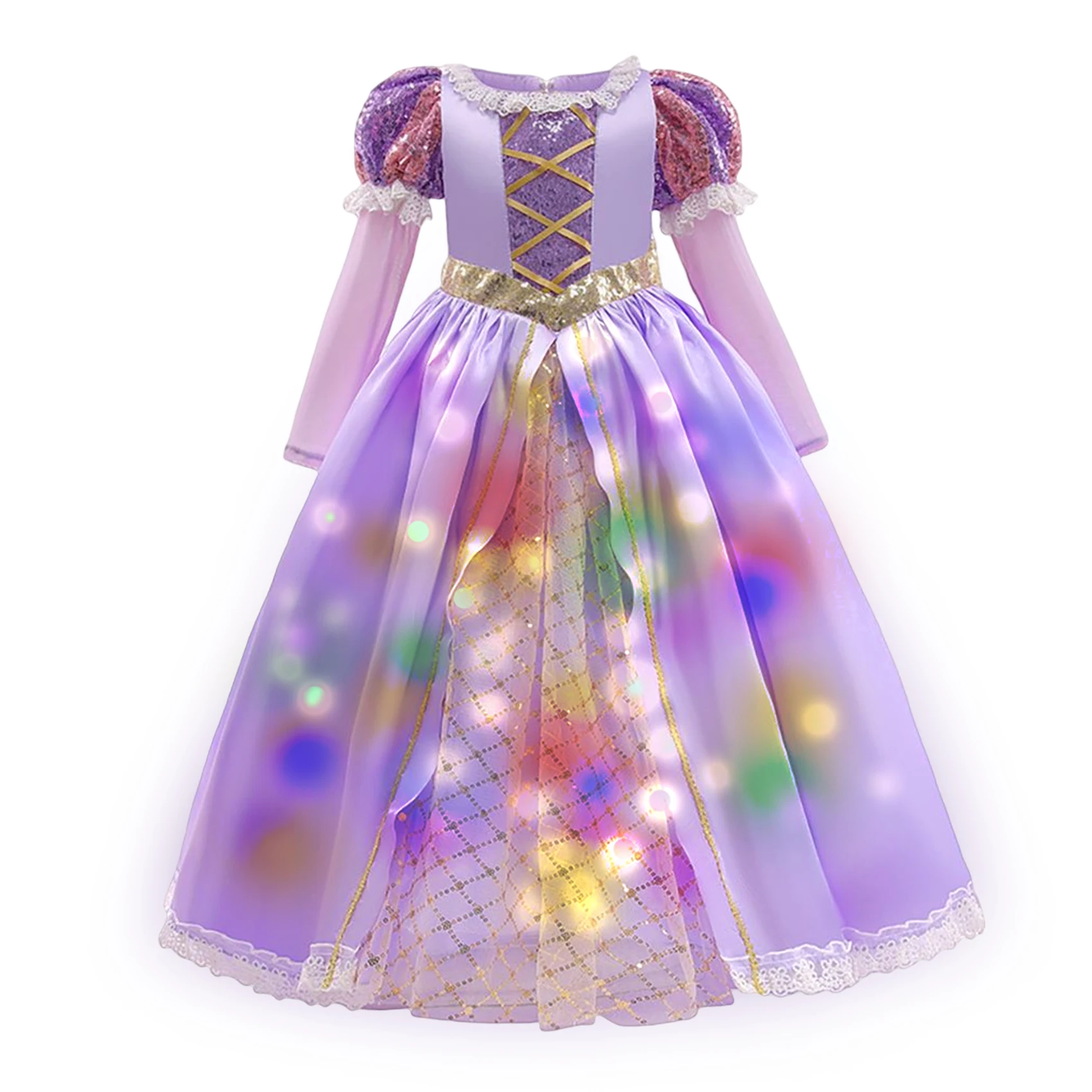 thumbnail image 1 of Disney-Vestido de princesa Elsa de Frozen para niña, disfraz de fantasía para fiesta de carnaval, con luz LED, Bella del sueño, Aurora, 1 of 5