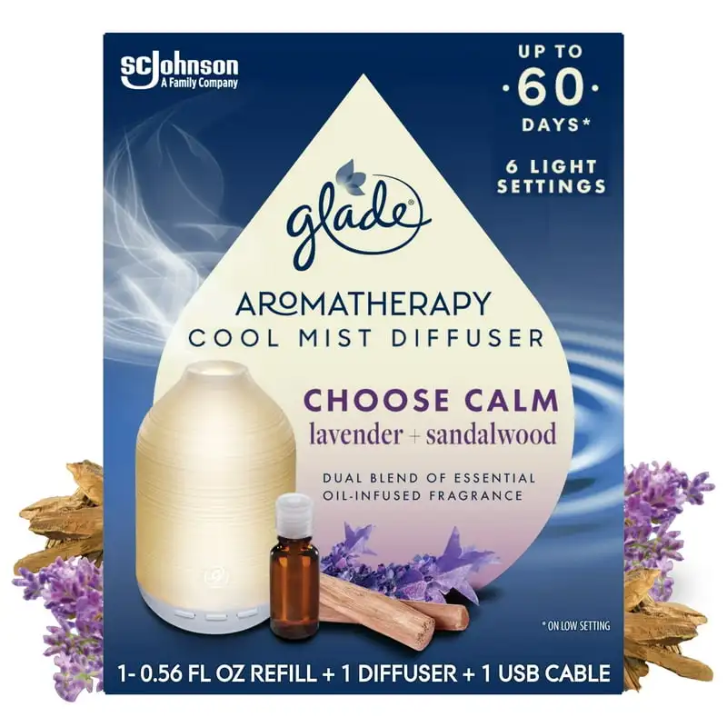 

Oil Diffuser, Choose Calm Scent with Notes of Lavender & Sandalwood, 0.56 oz (16.8 ml), Cool Aromatherapy Diffuser & Air Fresh