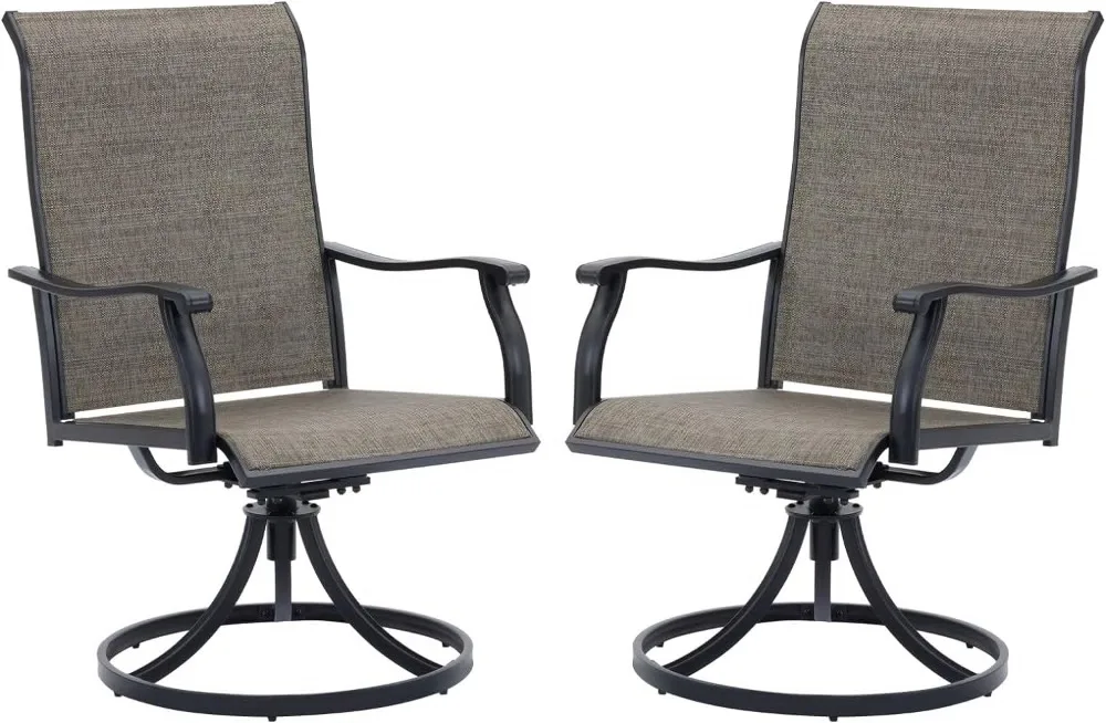 

Swivel Patio Chairs Set of 2, High Back Textilene Patio Dining Chairs for Lawn Garden, Black Frame,outdoor chair