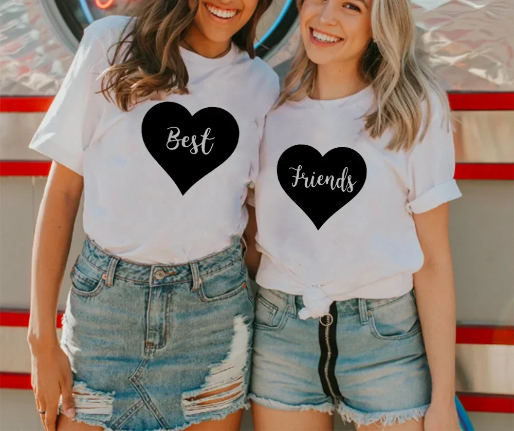 

Tumblr Top Camisetas Best Friend Love Print Women Graphic T-shirt O Neck Harajuku Aesthetics Summer Tee Streetwear y2k