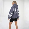 Sleeved Loose Hooded Women's Warm Soft Sweater Pullover for Women's Street Wear 2024  European and American Fashion Printed Top 1