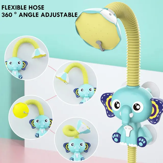 Cute Elephant Bath Toy Sucker Water Spray For Kids Baby Bathroom Bathtub Faucet Baby Electric Shower Toys Children Water Game 6