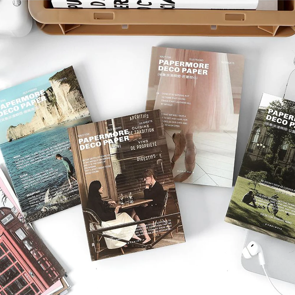 50 Pictures/book Materials, Simple Life Scene Pattern Collage, Romantic Moment Series Packaging, Origami Decoration