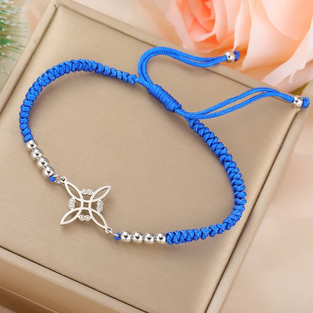 Dawapara – Bracelet à breloques avec nœud de sorcière pour femmes, amulette de Protection des nœuds celtiques, chaîne de perles en acier inoxydable, bijoux Wiccan de sorcellerie