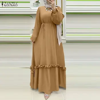 عباية بكسرات وأكمام فانوس وقصّة منسدلة بحزام — صورة 5