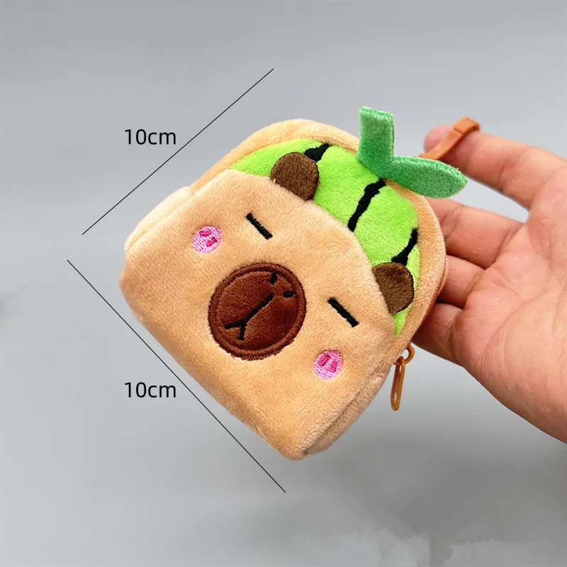 Capybara Plush Coin Purse, Minimalist Style Fabric Storage Bag, No Print Edge, Charming Earphone & Data Cable Backpack Pendant