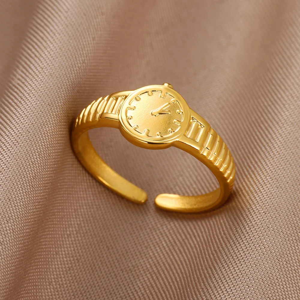 Stainless Steel Geometric Watch Rings For Women