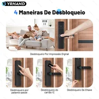 Fechadura eletrônica inteligente para porta, com impressão digital biométrica, cartão inteligente, senha, desbloqueio, usb, sem aplicativo, bloqueio de carga de emergência para casa - Imagem 2