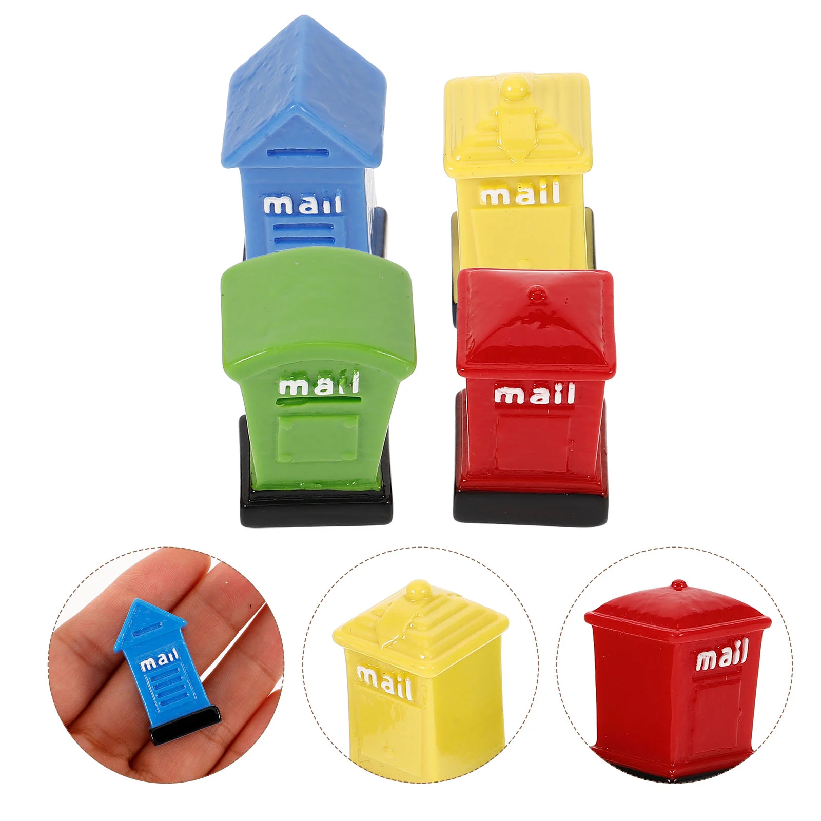 

4 Pcs Horticulture and Landscaping Mailbox Miniatures Things House Accessories Household Resin Fun Toys Mailboxes Office
