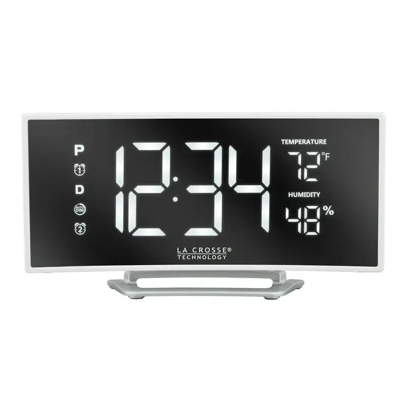 

Mirrored LED White Corded Alarm Clock with USB, 602-249 Reloj despertador Alarm clocks Digital clocks Clock desk Clock with pro
