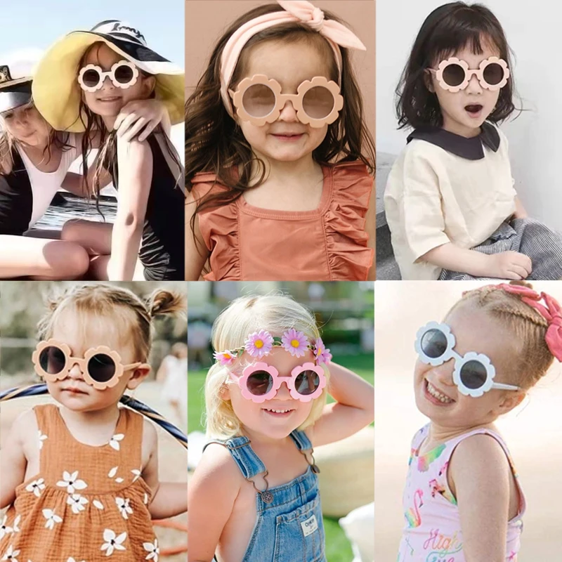 New Kids Cute Solid Color Flower UV400 Sunglasses Baby Children Outdoor Sun Protection Sunglasses Boys Girls