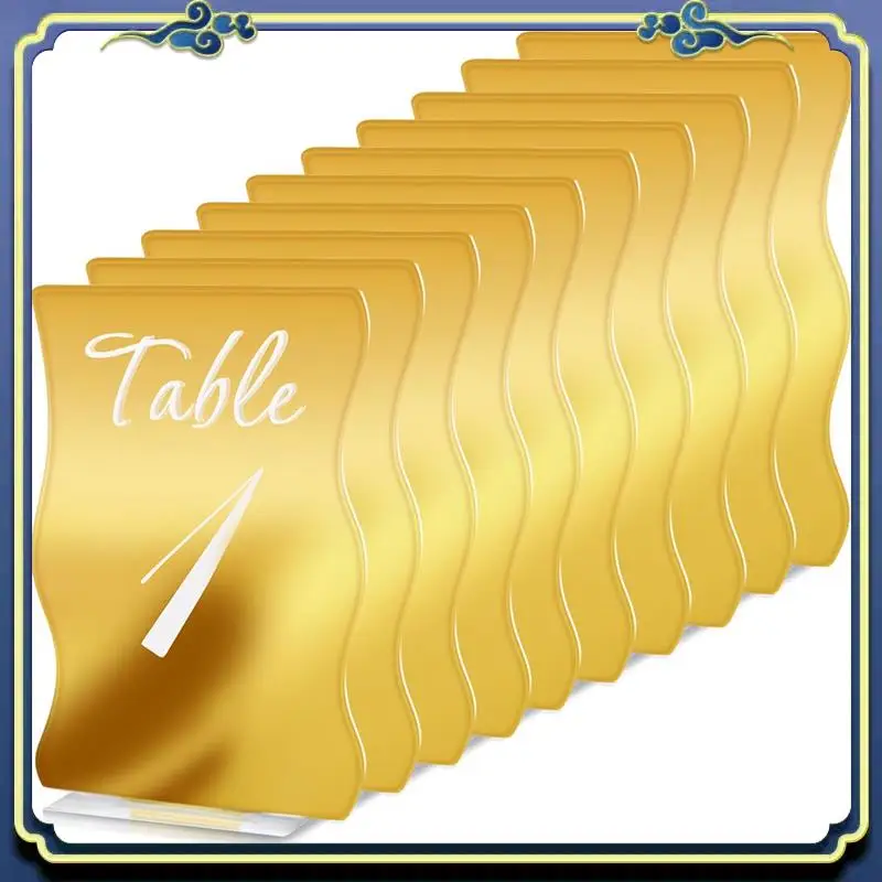 Latest 10PCS Gold Table Numbers With Stands Holders Wave Elegant Wedding Acrylic Table Numbers Large Modern Number Signs