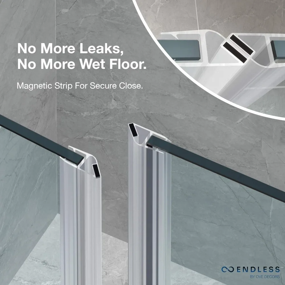 Corner Pivot Frameless Shower Door 60" in Oil Rubbed Bronze Shower Doors 5