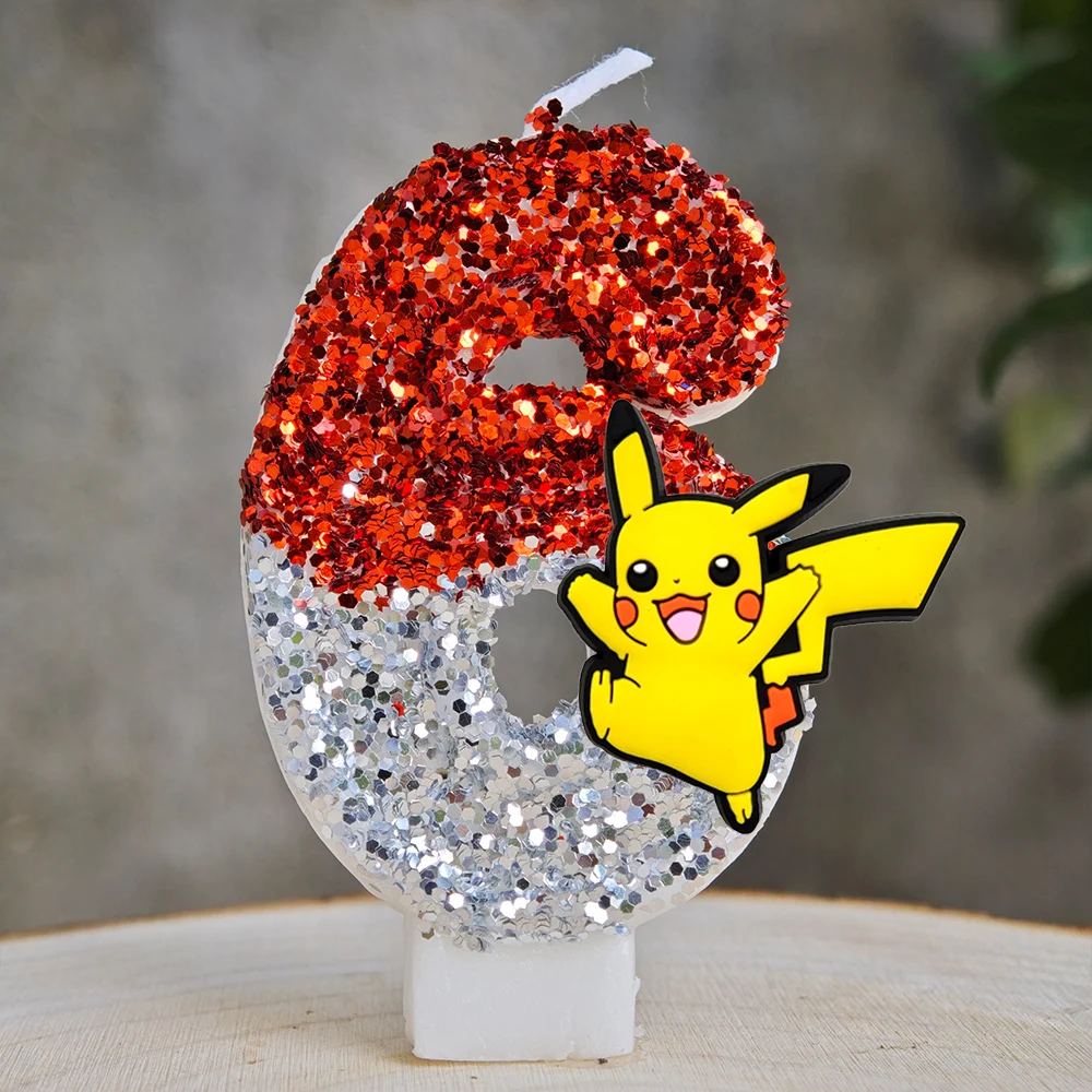 Anime Pikachu Kerzen-Kuchenfigur Pikachu Nummer 0-9 Geburtstagstortenkerze Kinder Baby-Shower Kuchendekoration Zubehör – Detail 18