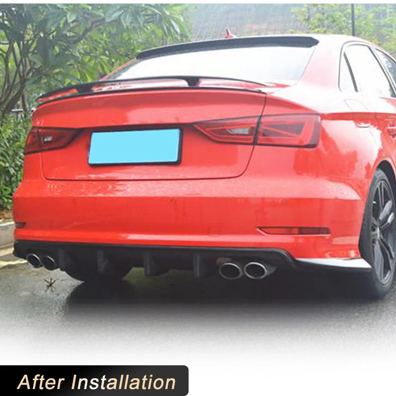 Carbon Fiber Car Rear Bumper Diffuser Lip Spoiler for Audi A3 Sline S3 Sedan 4-Door 2014-2016 Racing Rear Diffuser Apron Guard