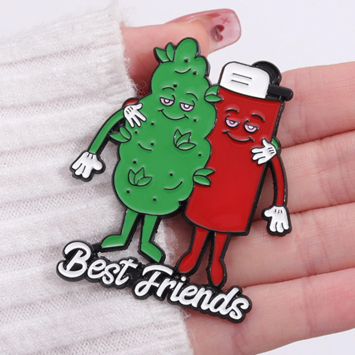 Best Friends Enamel Pins Custom Tobacco Leaf Lighter Brooches Lapel Badges Plant Jewelry Gift Partner Friends enamel pins