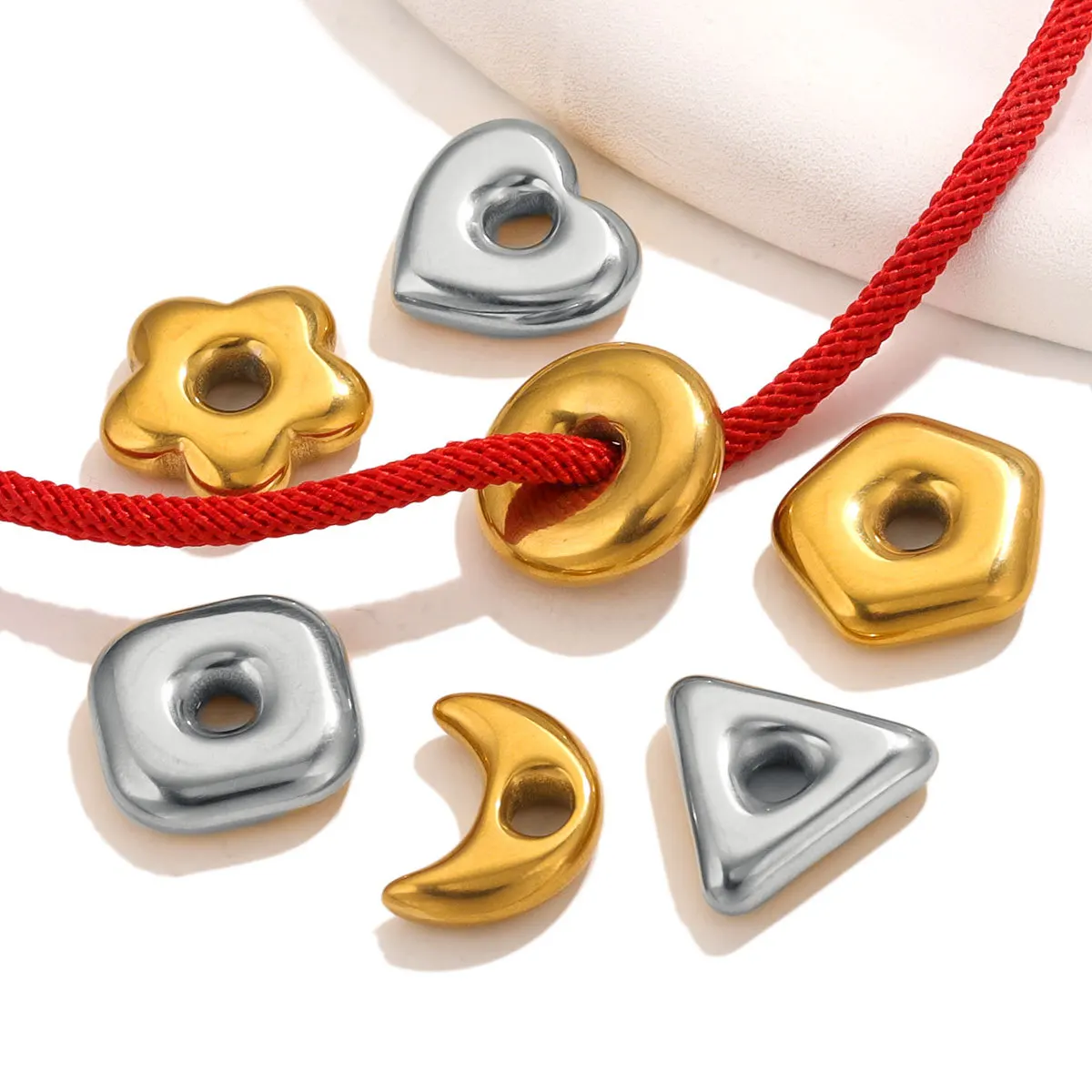 Stainless Steel Love Five-pointed Star Big Hole Hexagonal Separator Bead Titanium Steel DIY Jewelry Necklace 1
