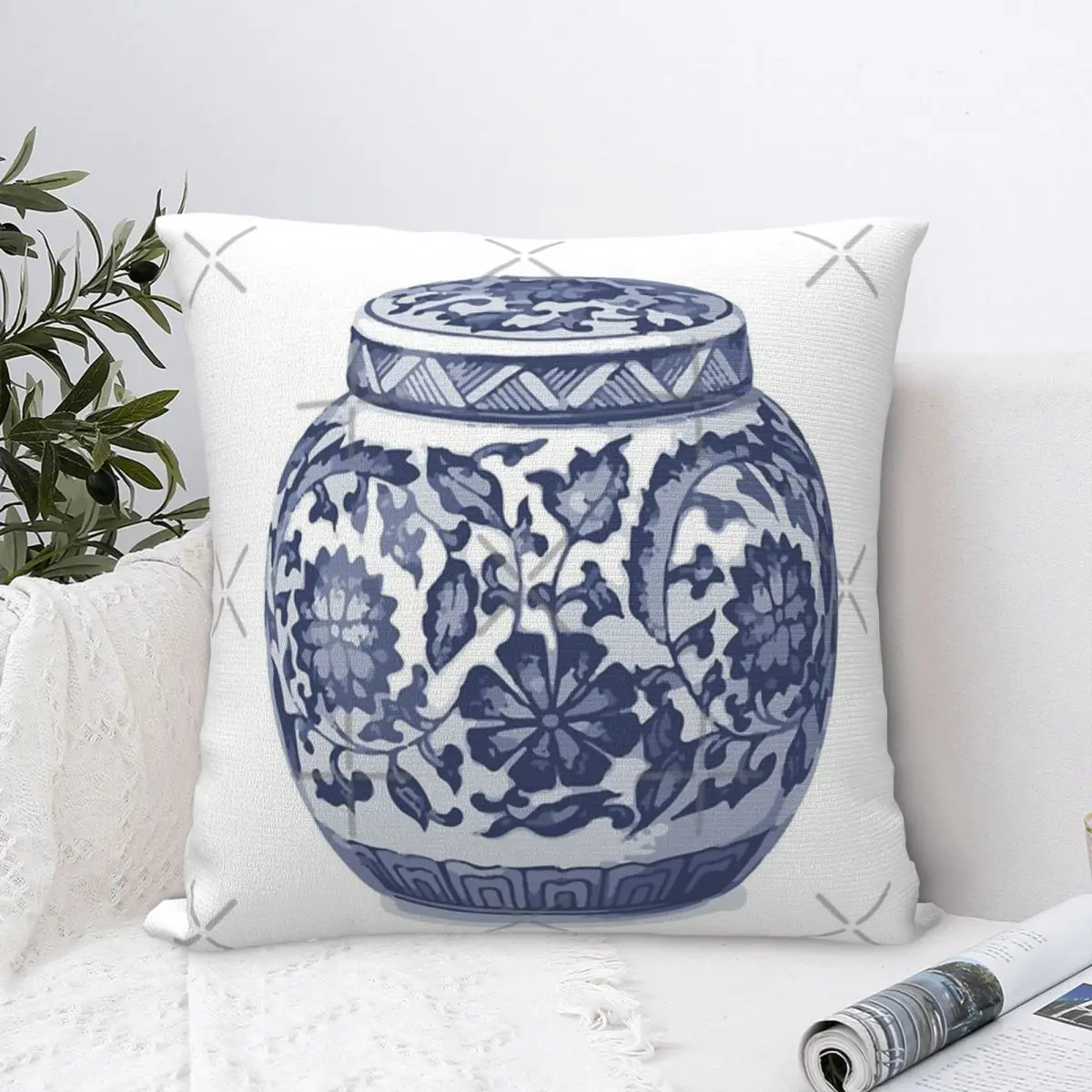 IndigoBlueWhiteHamptonsGingerPillowCasePillowCoverKidsWith