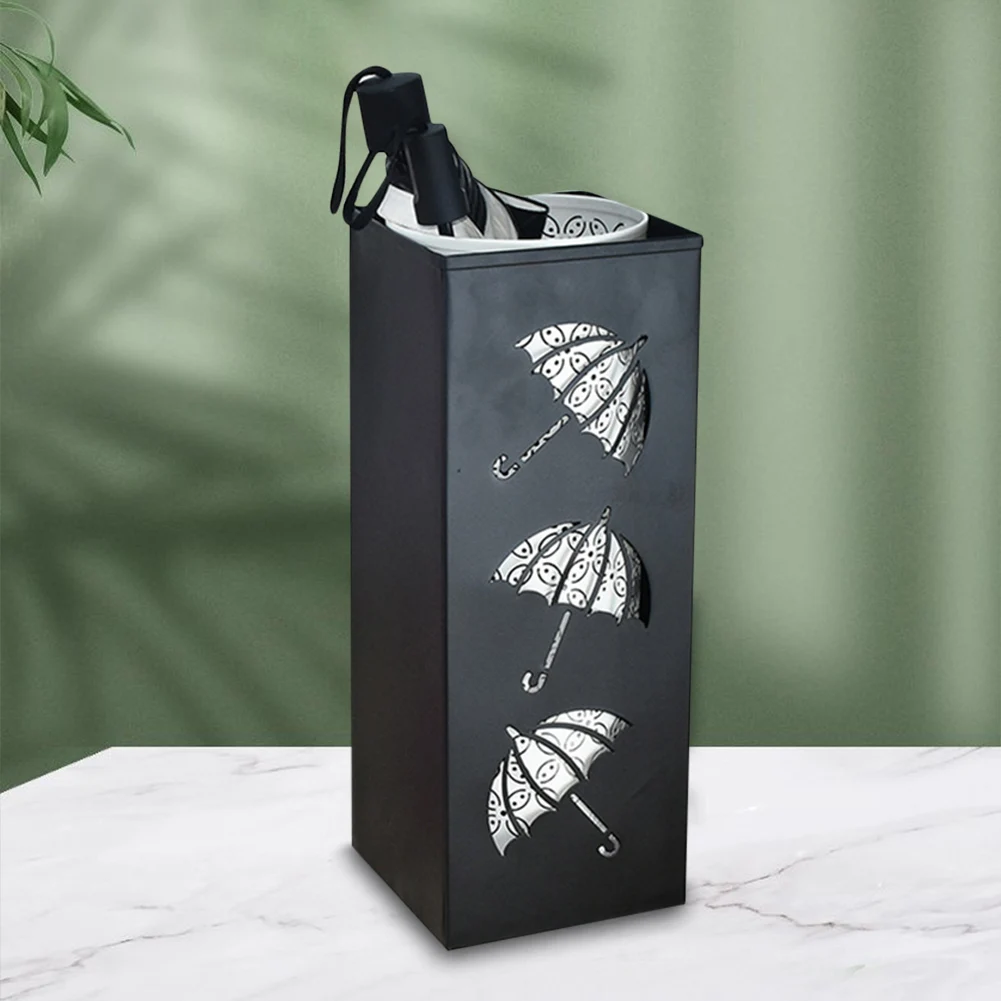 Metal Square Umbrella Holder Bin Free Standing Umbrella Walking Sticks Holder Multipurpose for Hallway Entryway Home Hotel