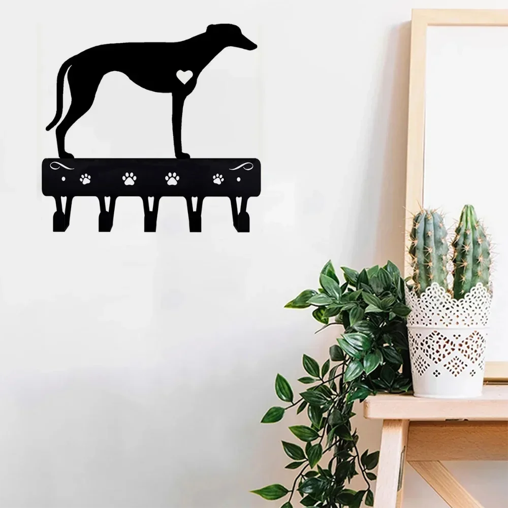 Greyhound Key Holder & Dog Leash Hanger: Decorative Iron Craft for Wall-Mounted Hooks Organizer in Home 5