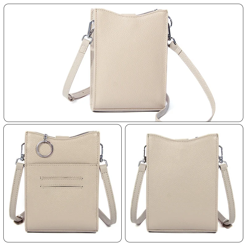 Small Genuine Leather Crossbody Purses for Women Shoulder Bag Cellphone Pocket Classic Satchel Handbags with Adjustable Strap
