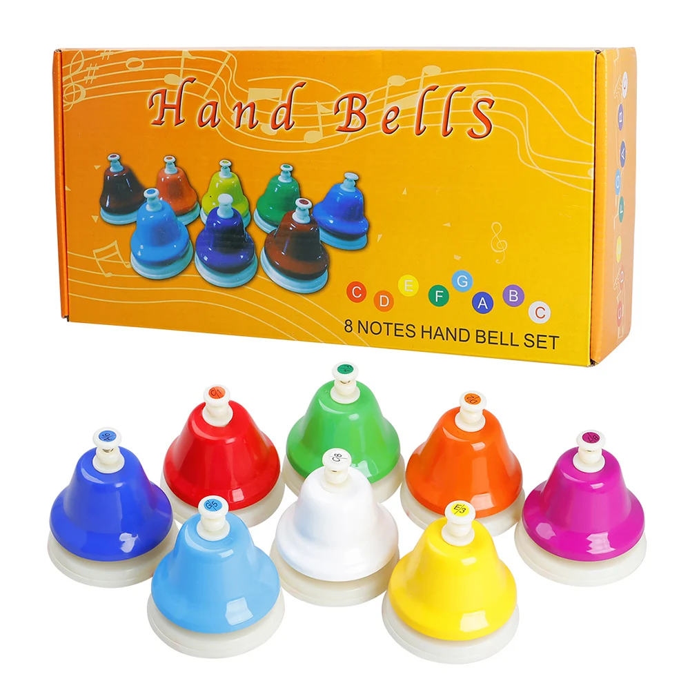 

M MBAT Orff Musical Instrument Set Colorful 8-Note Hand Bell Children's Music Toy Baby Early Education Beautiful Christmas Gift