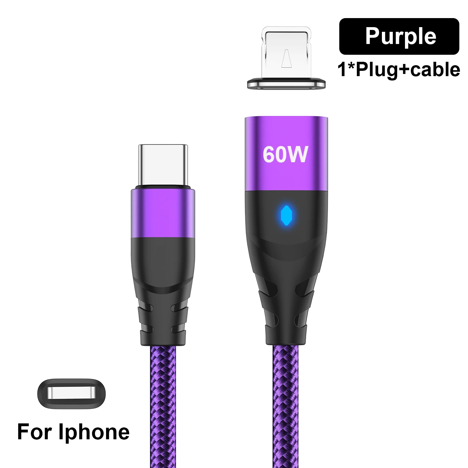 ตัวเลือกสินค้า สายชาร์จแม่เหล็ก USB-C ถึง Type-C และ Micro สำหรับ iPhone Samsung