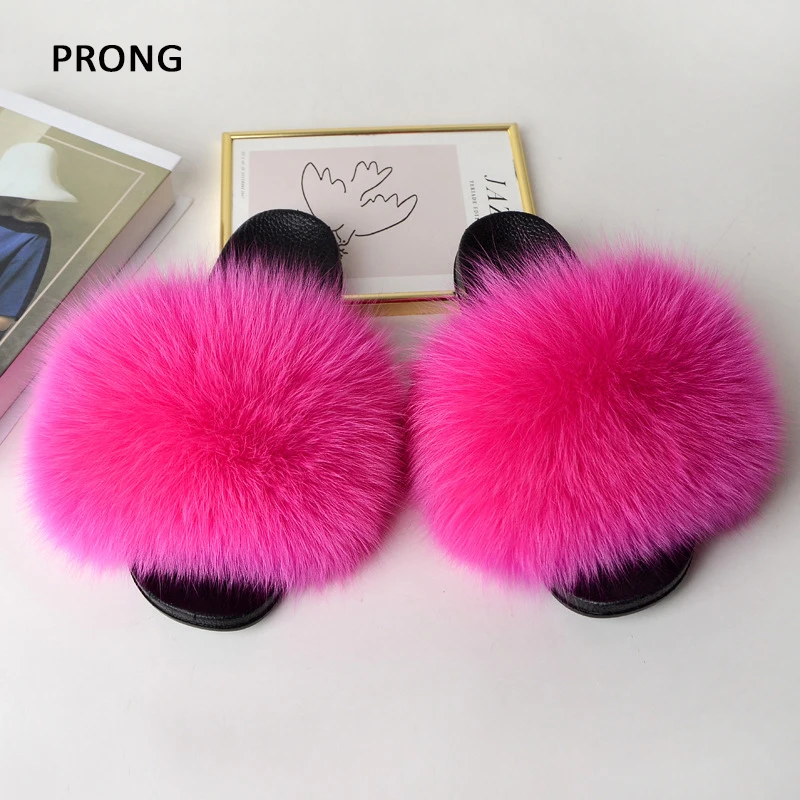 Summer Women Fur Slides Fluffy Furry Slippers Indoor Fuzzy Flip Flops Casual Outdoor Flat Ladies Fur Sandals Plush House Shoes 2