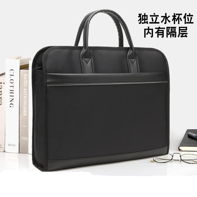 

Double large-capacity briefcase male Oxford cloth handbag office data storage zipper file bag inside compartments