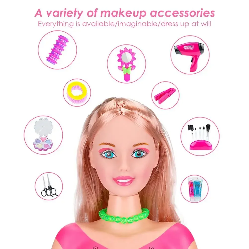 Kids Hairdressing Set, Kids Hairdressing Makeup Dolls 35PCS Hair Styling Dolls Hair Accessories Playset for Girls Children