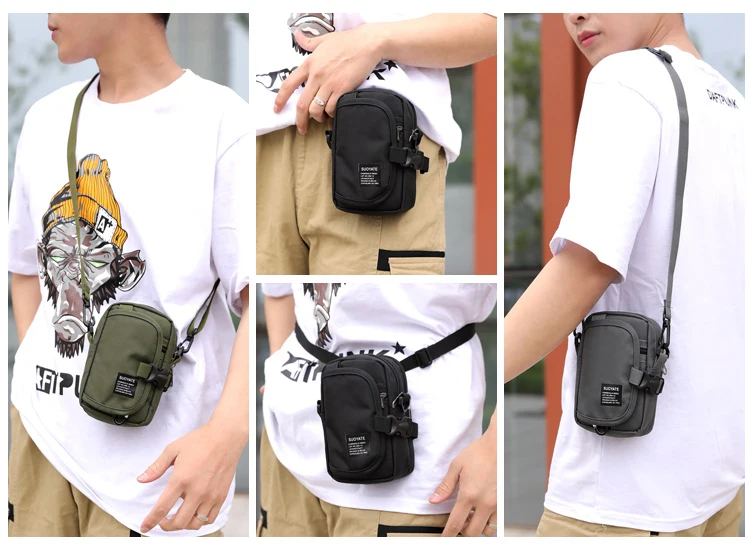 Fashion Multifunctional Men Small Shoulder Bag Durable Nylon Functional Fanny Pack Portable Messenger Bag Casual Mini Waist Pack