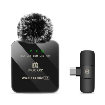 PULUZ Wireless Lavalier Microphone for Type-C Phone, Type-C Receiver - Black - 1pc