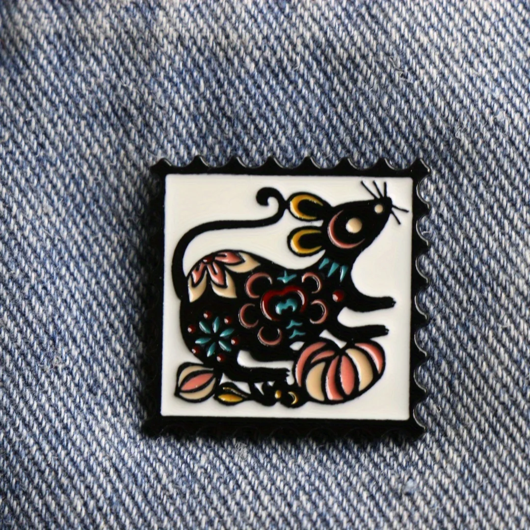 Sammler Spaß Cartoon Maus Tierkreis Tier Kunst Stempel Brosche für Rucksack Dekoration, ideales Geschenk für Freunde
