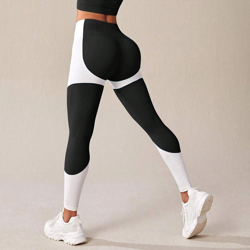 Women's High Waist Colorblock Yoga Leggings with Tummy Control