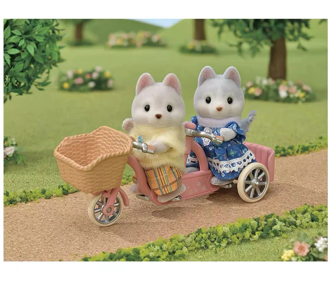 Sylvanian Families original accessories Siberian husky dog double bicycle cover play house toy girl children's birthday gifts