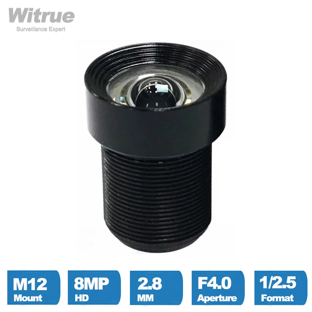 Witrue No Distortion lens HD 8MP 2.8MM M12 Mount 1/2.5" Inch F4.0 650nm IR filter lenses Action CCTV Cameras