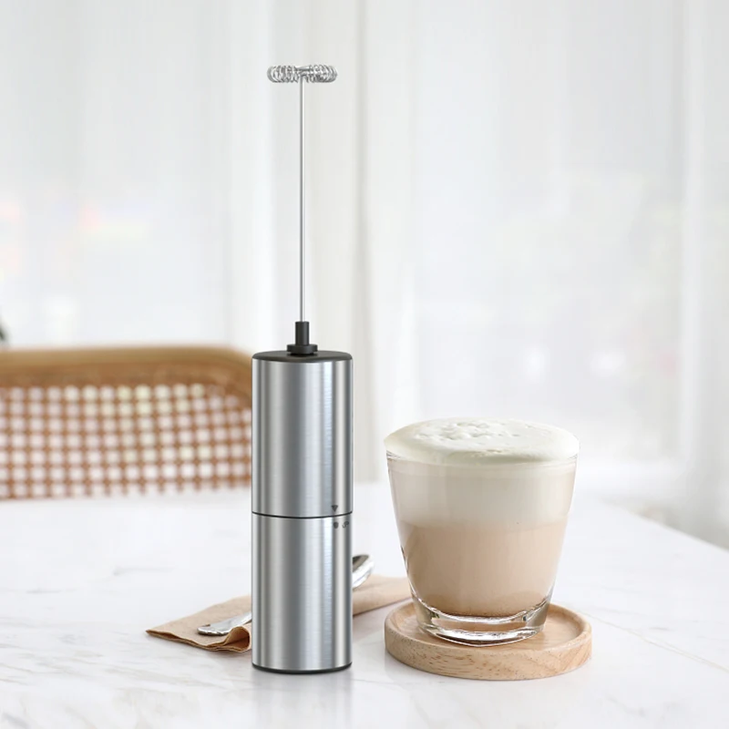 Electric Milk Frother Set with Rechargeable Base Wall-mountable Foam Maker Handheld Whisk Foamer for Coffee Frothing Wand Type C
