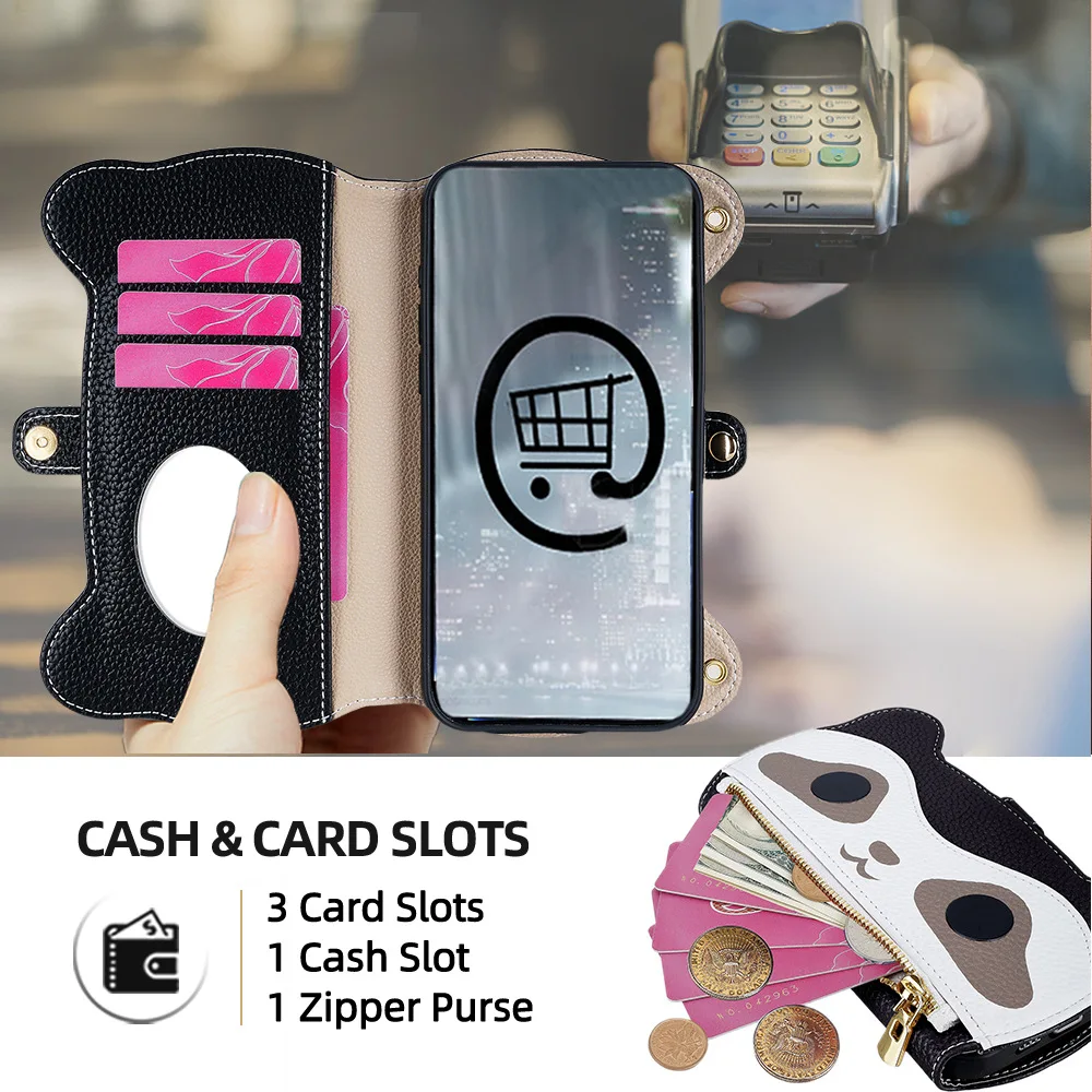Leather Flip Wallet Phone Case with Card Slots - Universal Fit