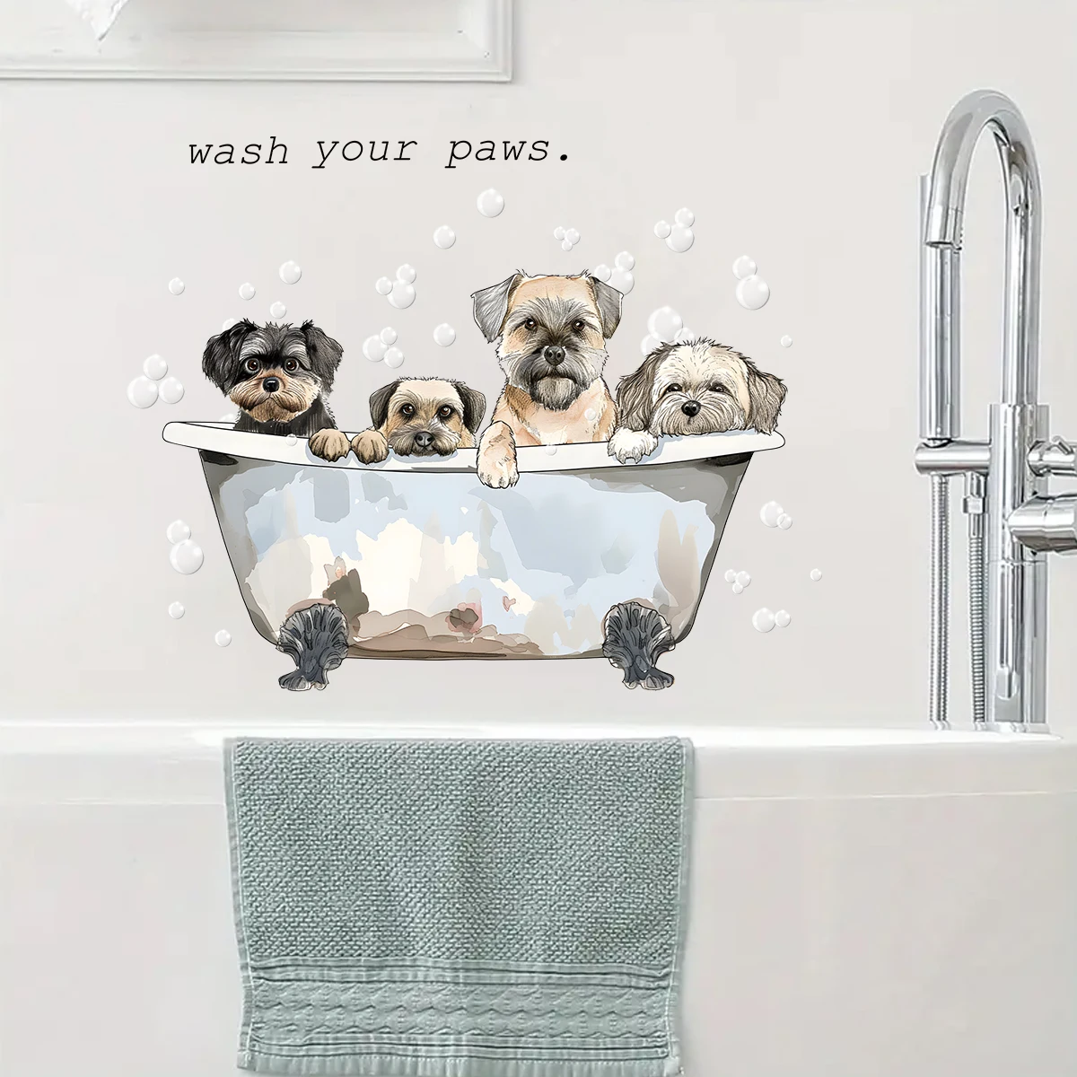 Cartoon Dog Bath Wall Stickers Bathroom Bedroom Decoration Wall Decals Kids Home Decor Background Accessories wall stickers