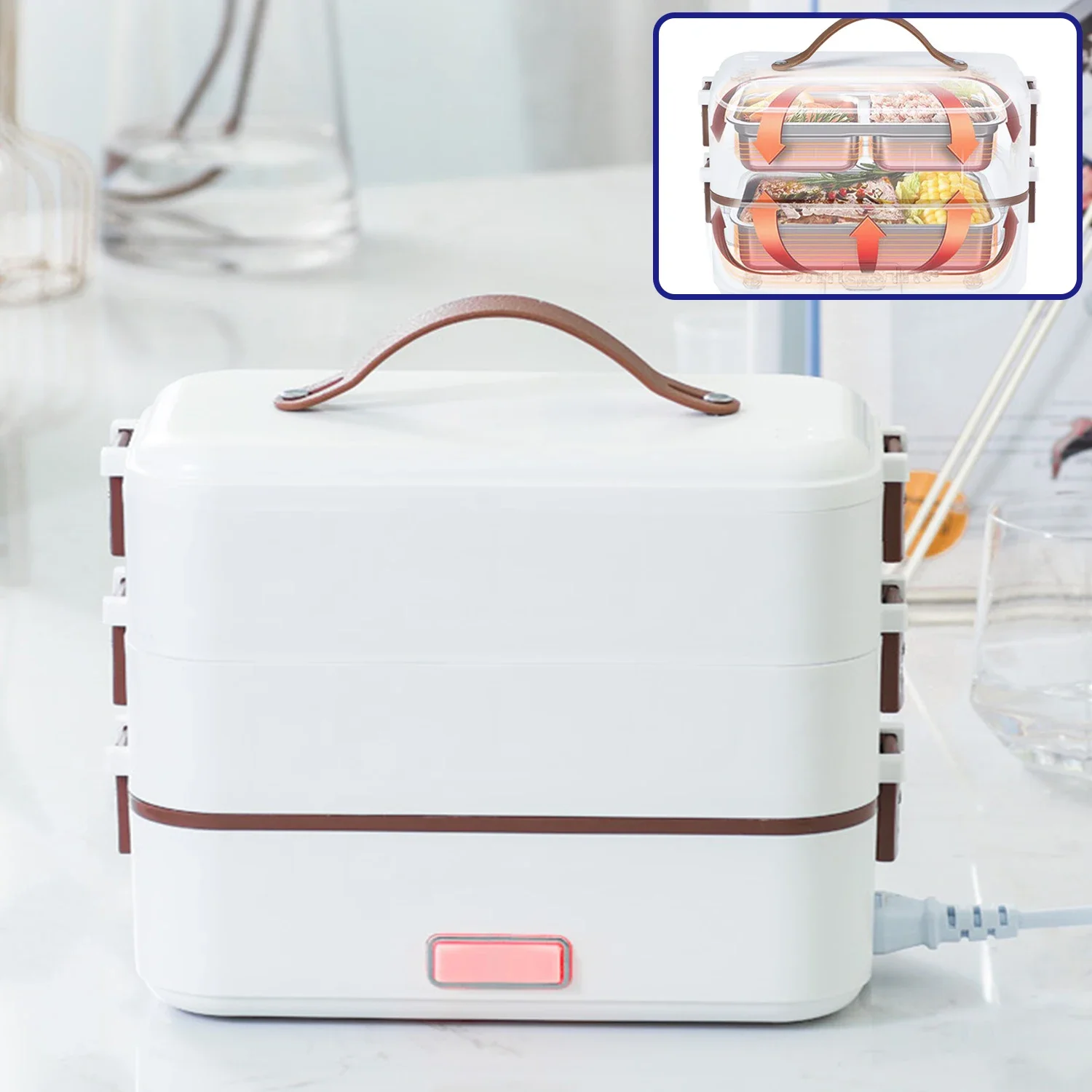 

Electric Lunch Boxes,Heated Thermal Lunch Box,Multilayer Layer Portable Food Warmer LunchBox for Car,Truck,Office Worker,Student