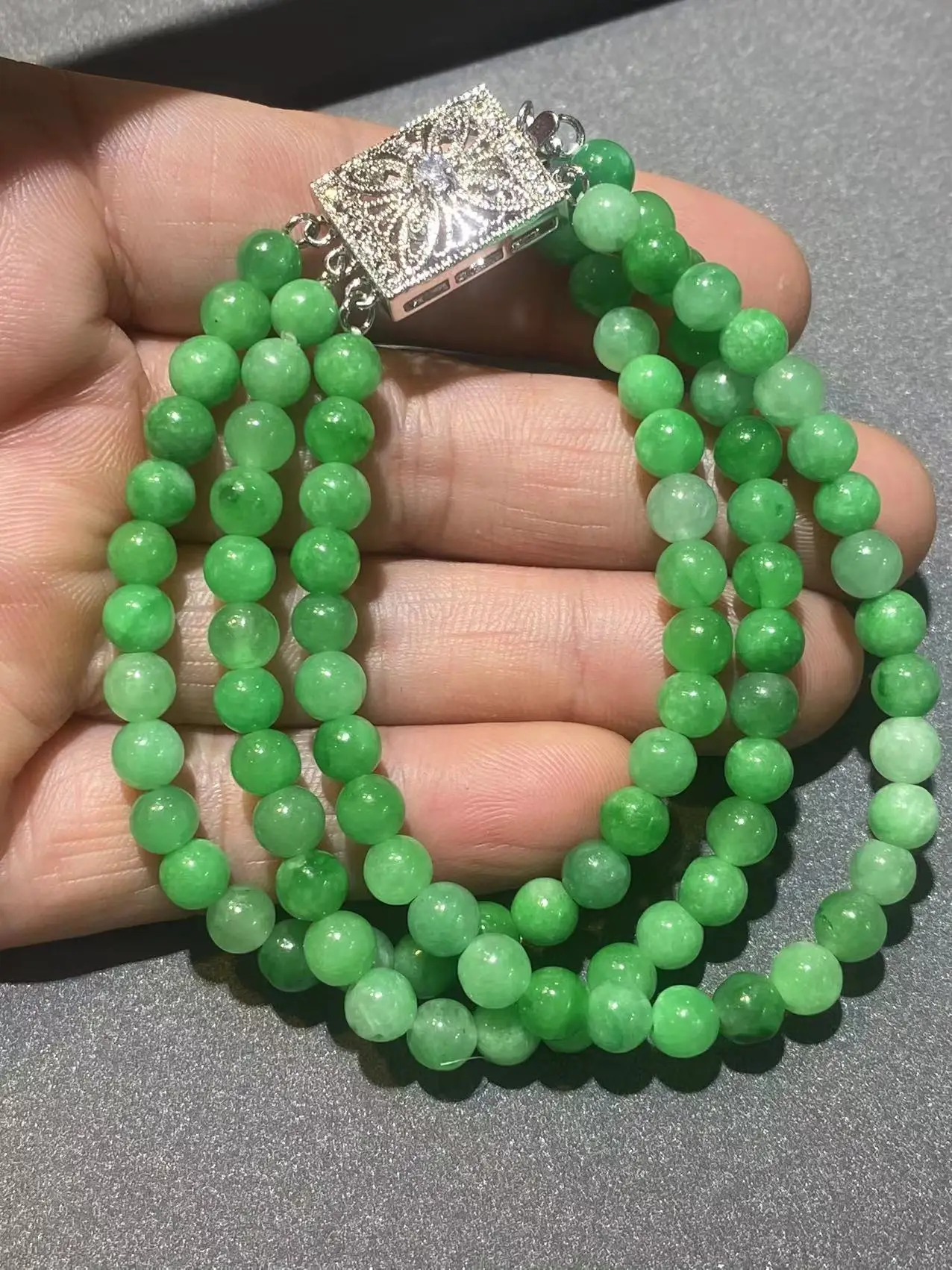 

1pcs/lot Natural Dry Green Jade Jade Bead retro Bracelet Three-layer stacked hand row national fashion Hanfu accessories taki