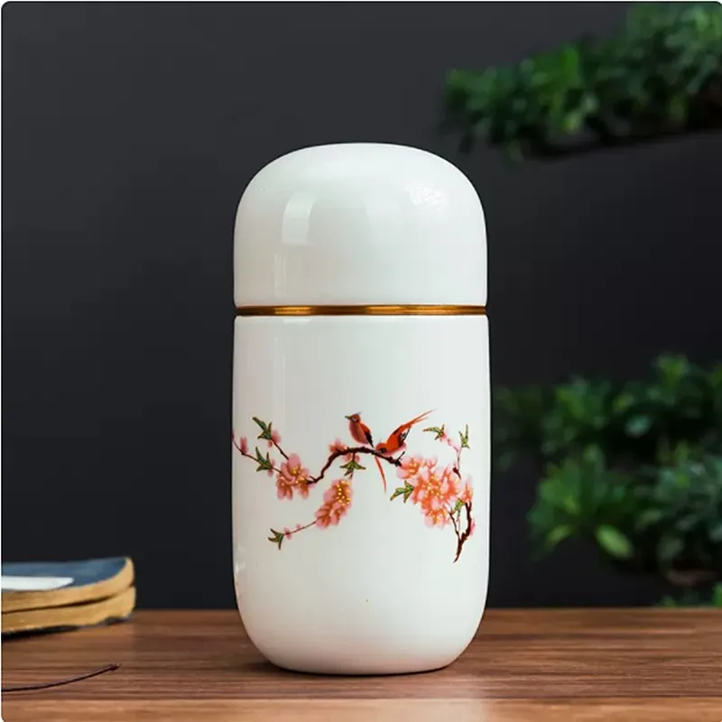 Handmade Ceramic Tea Caddy Travel Portable Tea Cans Airtight Jar Home Candy Coffee Storage Moisture-proof Jar Tea Set Supplies