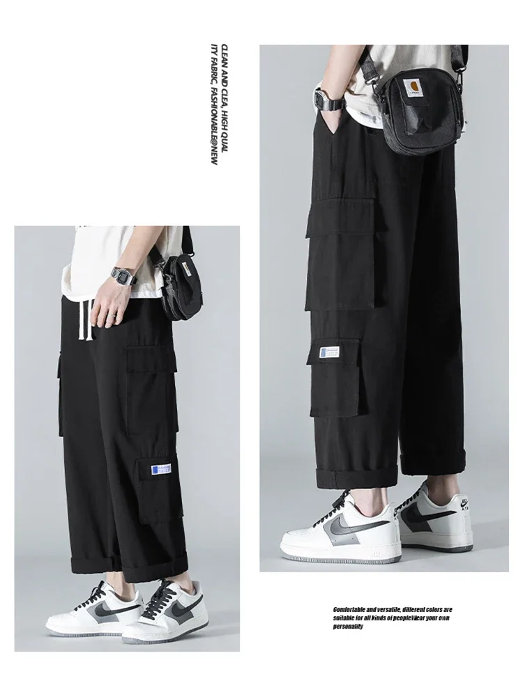 Winter Men's Solid Color Cotton Pants  Fashionable and Versatile Mop Pants  Japanese Style Warm Men's Casual Pants