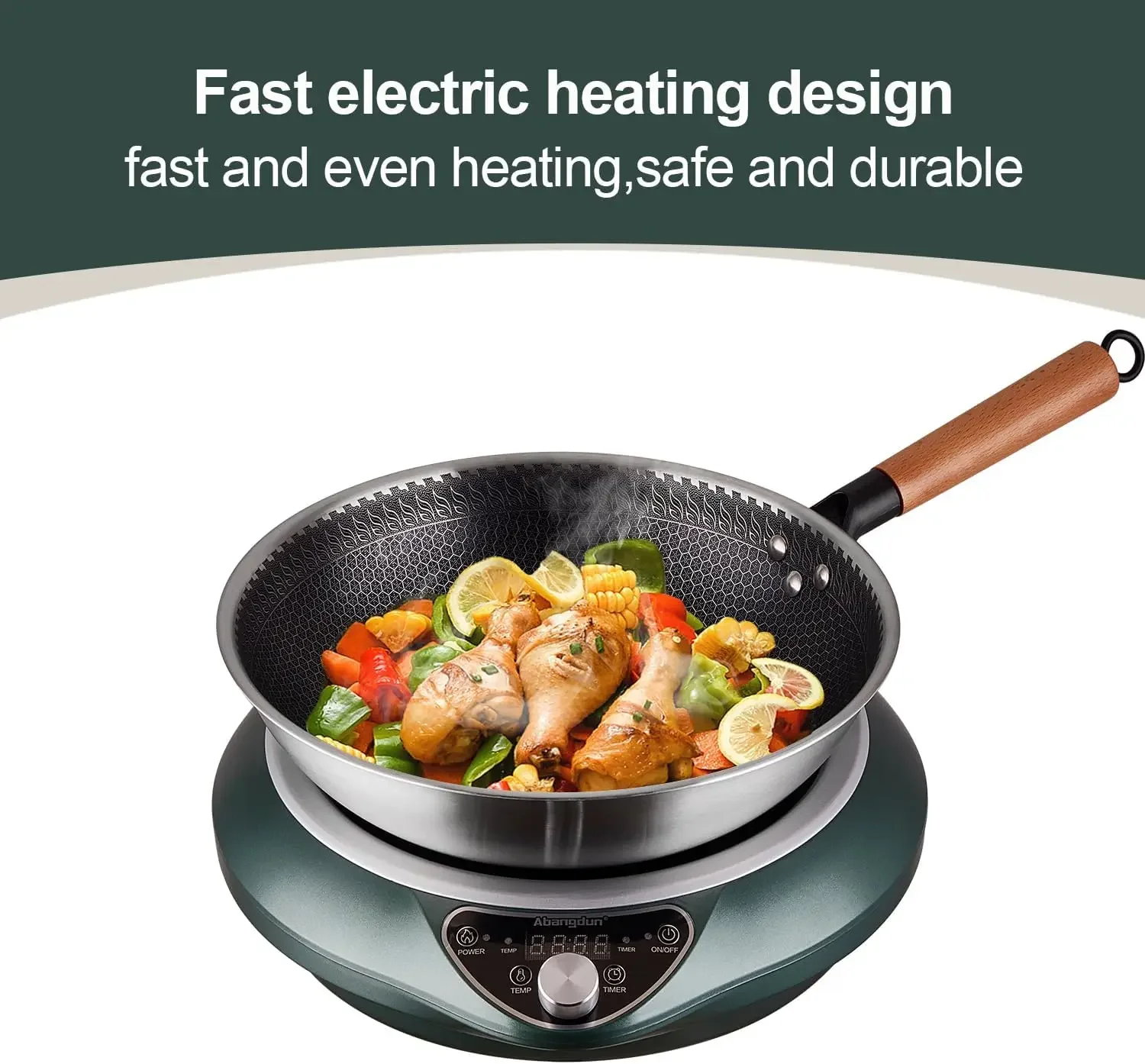 NEW.Wok Induction Cooktop 1700W 120V Wok Burner Induction Curved Electric Stove Hot Plate Round Bottom Frying Wok Evenly 5
