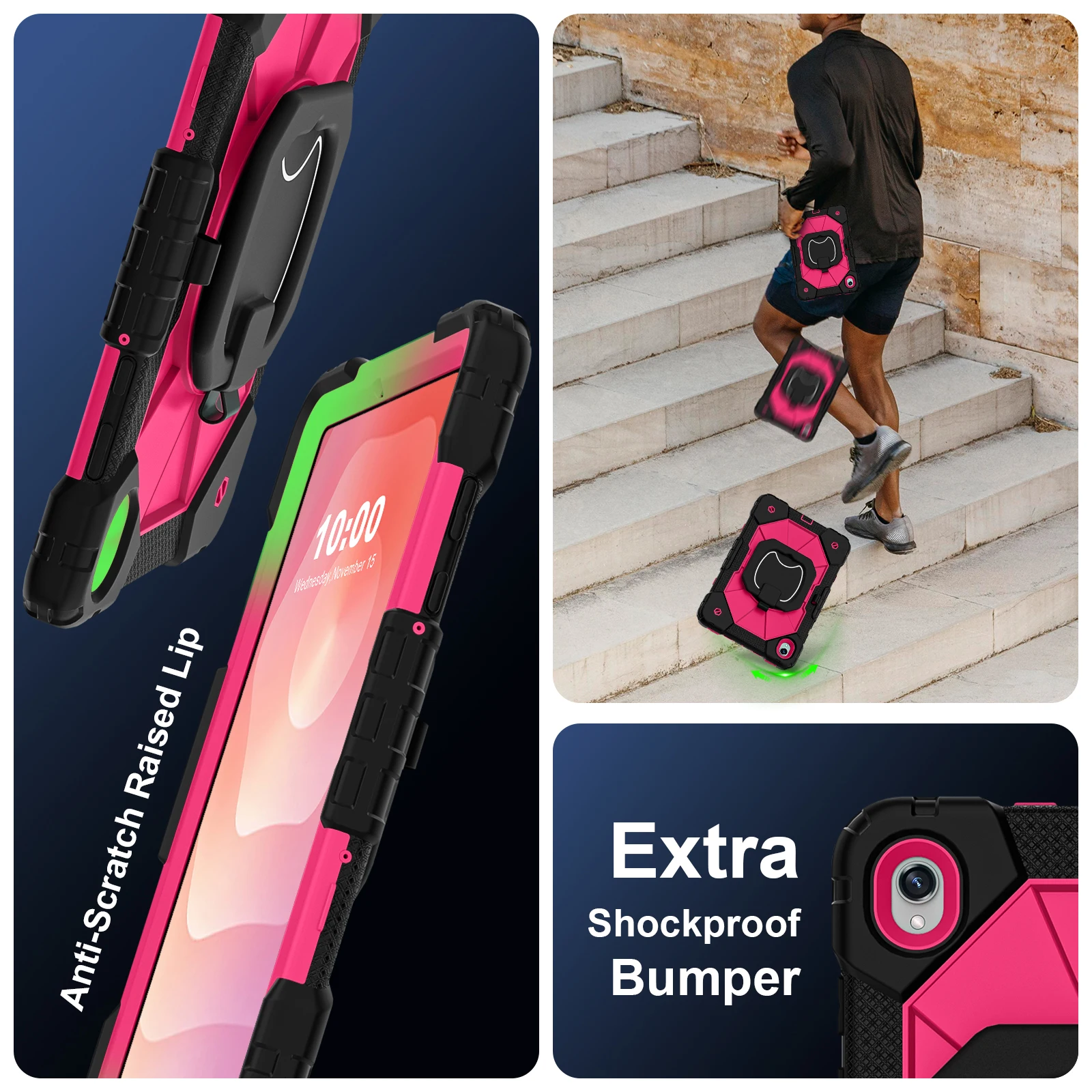 Enhanced 360° Rotating Shockproof Tablet Case and Stand - Durable Armor Protective Cover