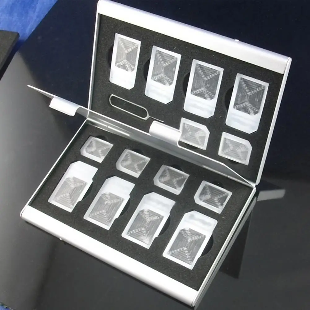 15 in 1 Memory Card Holder Aluminum Alloy Portable Storage Case SIM Micro SIM Cards Cell Phone Eject Pin Antistatic Box