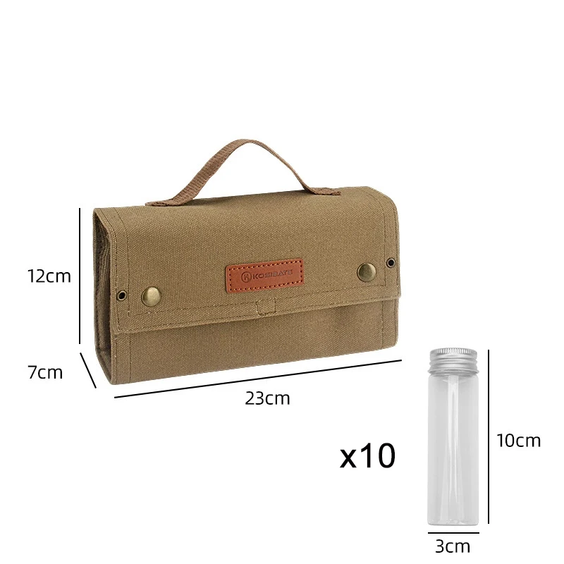 Outdoor Camping Spice Bag Portable Canvas Seasoning Storage Bag Seasoning Bottle Organizer Condiment Container Set BBQ Tools