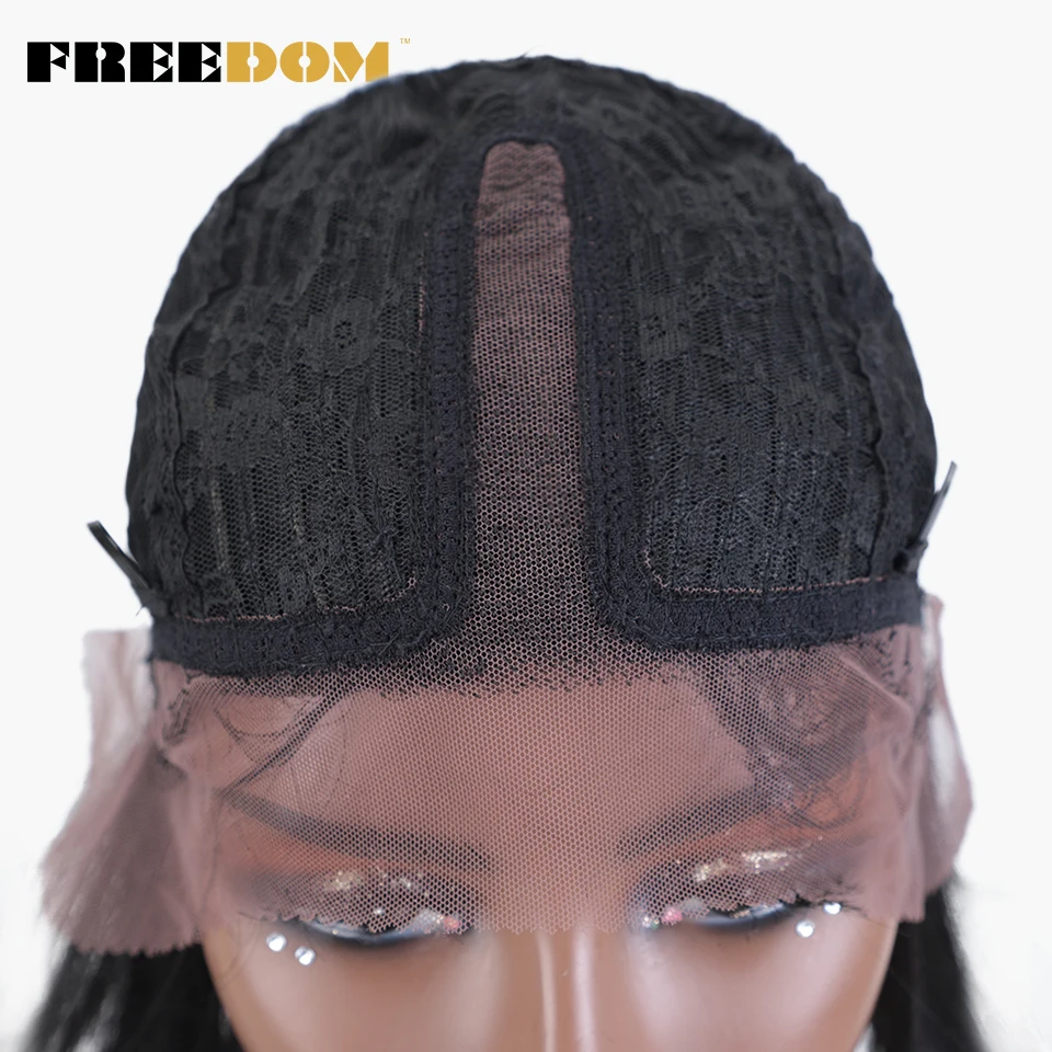 FREEDOM Synthetic Lace Wigs 10 Inch Straight Short Bob Wigs For Black Women Ombre Brown Blue Red Wig Highlight Cosplay Wigs